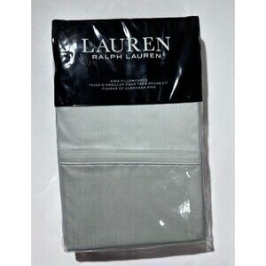 Lauren Ralph Lauren 475TC Spencer Solid Sateen KING Pillowcases Sage Green $85